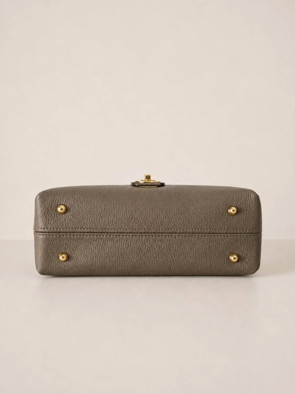Taupe Italian Leather Crossbody Bag, Structured Shoulder Purse, Genuine Leather